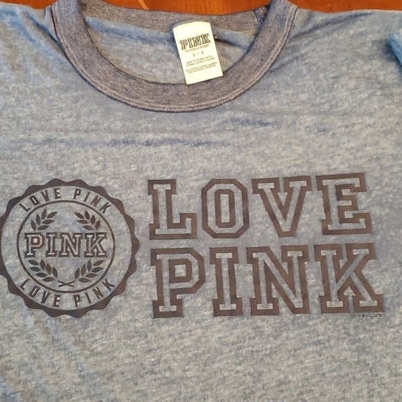 Pink Victoria's Secret Semi Sheer Tee Blue SS VGUC - Picture 7 of 7
